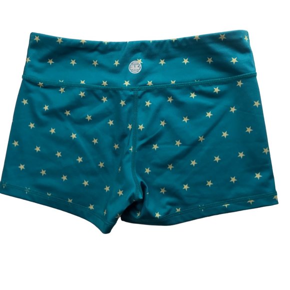 IAB Hot Shorts Cycling Yoga Athletic Workout Crossfit Green Gold Stars Small - Picture 2 of 13